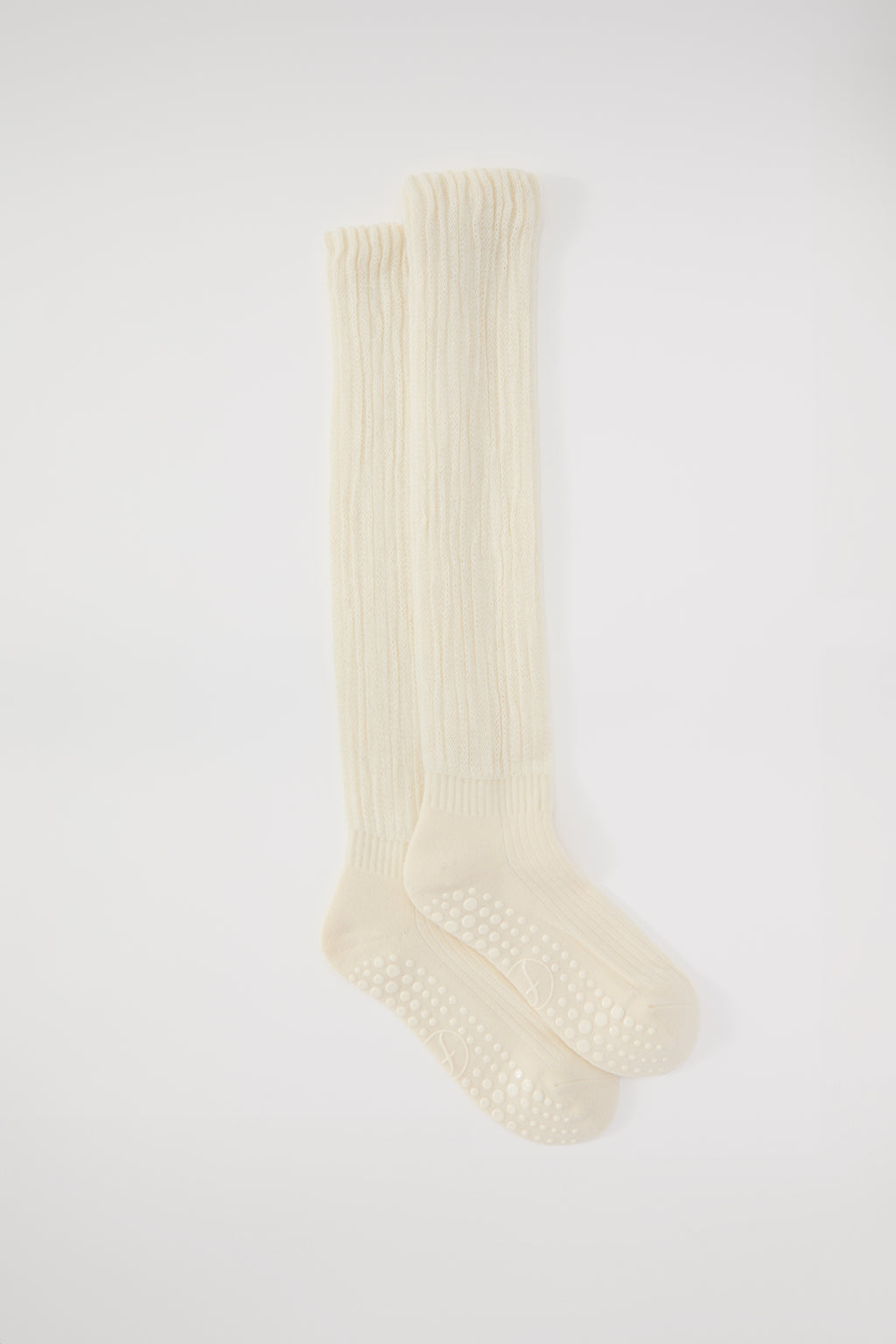 The Studio Grip Warmer in Ivory, full pair with grip sole