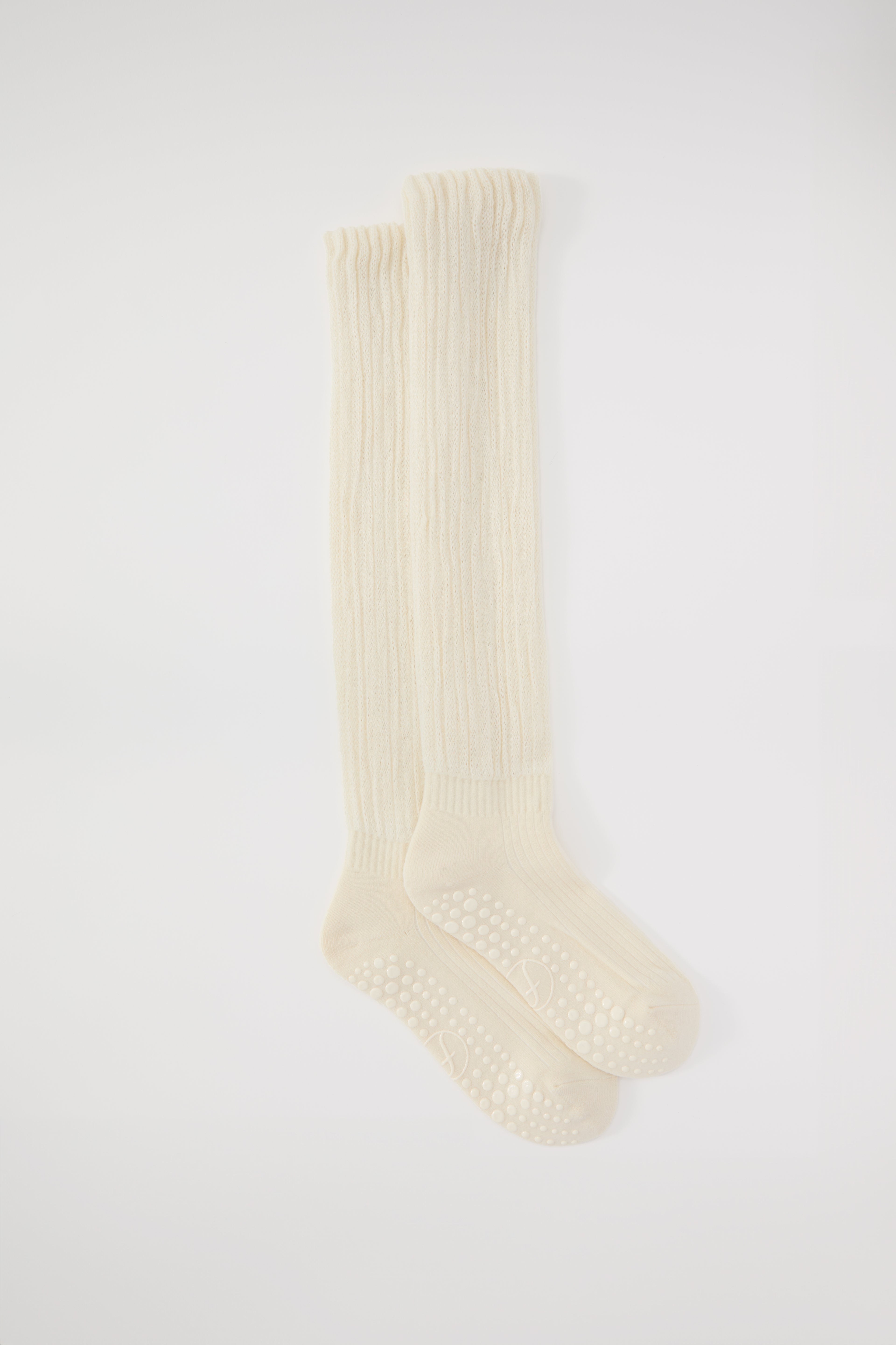 The Studio Grip Warmer in Ivory, full pair with grip sole