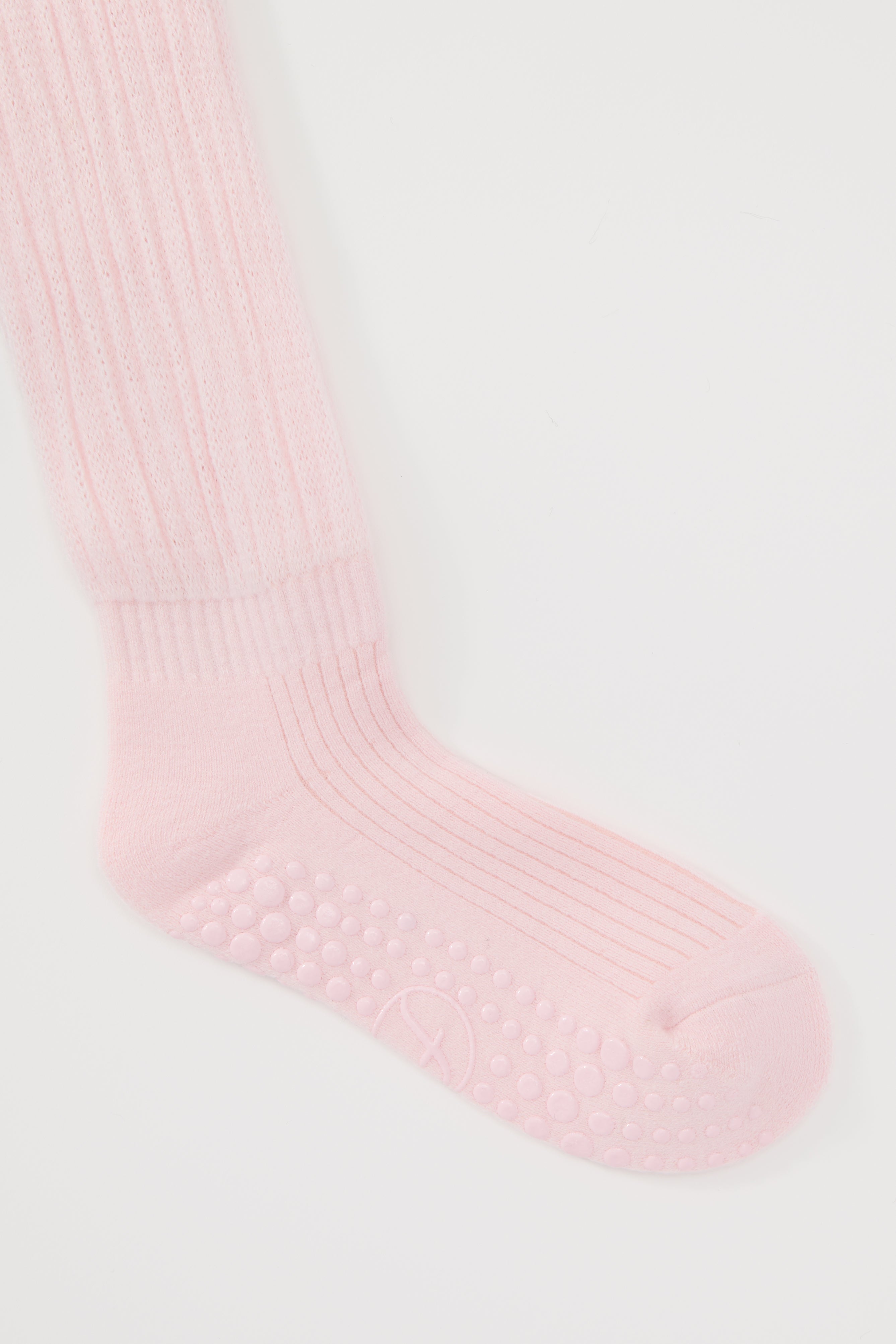 The Studio Grip Warmer in Blush, ankle and grip sole detail